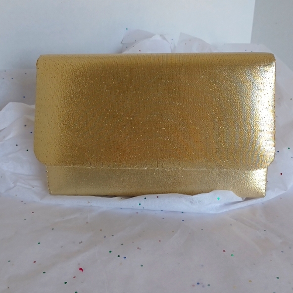 Vintage La Regale Gold Satin Clutch - Picture 1 of 10